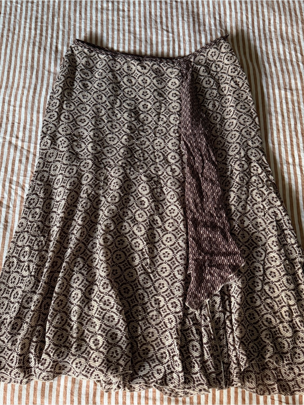 Nine West Beige and Brown Patterned A-line Skirt